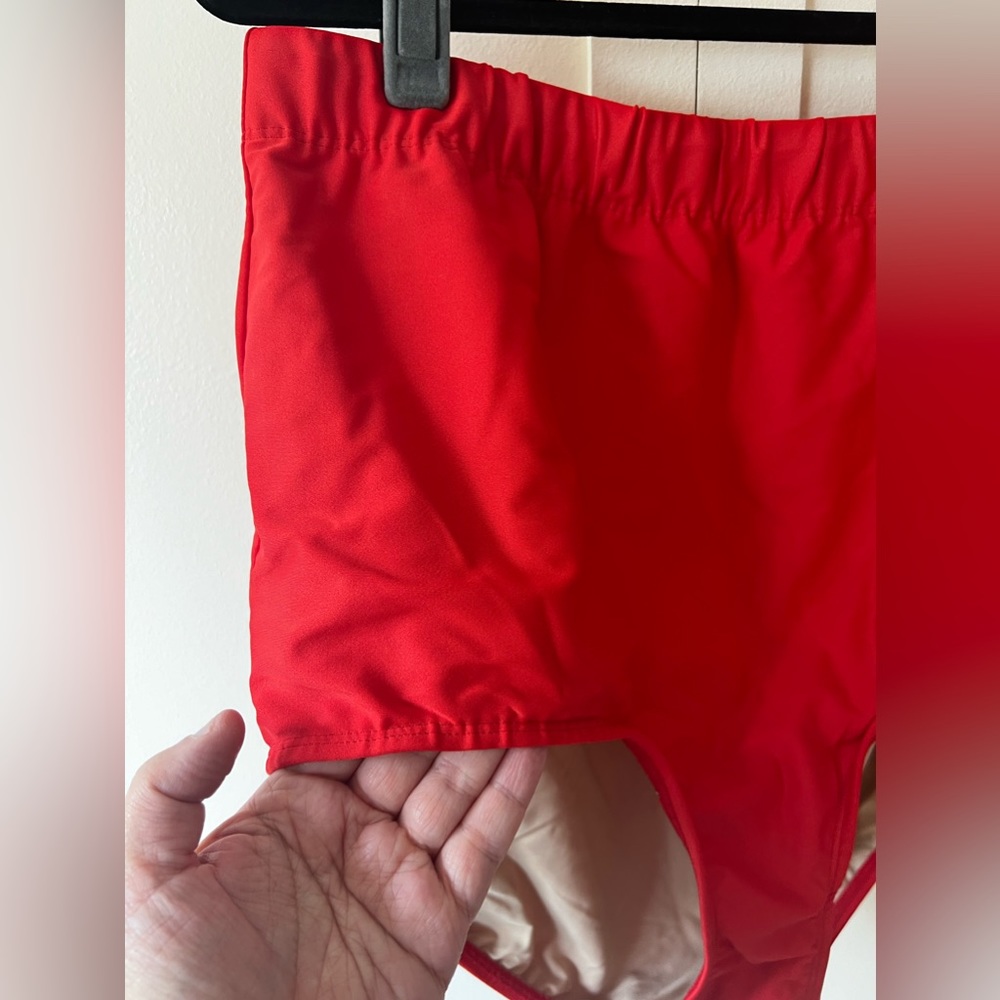 Sea By Monif C Plus Size‎ Red High Waist Bikini Bottom Size 16 - Picture 5 of 11